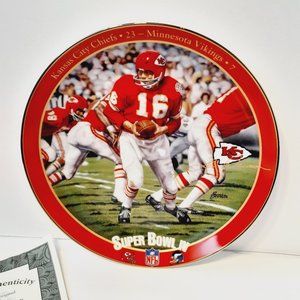 The Bradford Exchange Collector Plate, 1995 Len Dawson Superbowl IV Kansas City